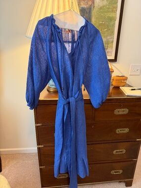 Ann Mashburn Cobalt Blue Linen Dress in Size XL like new